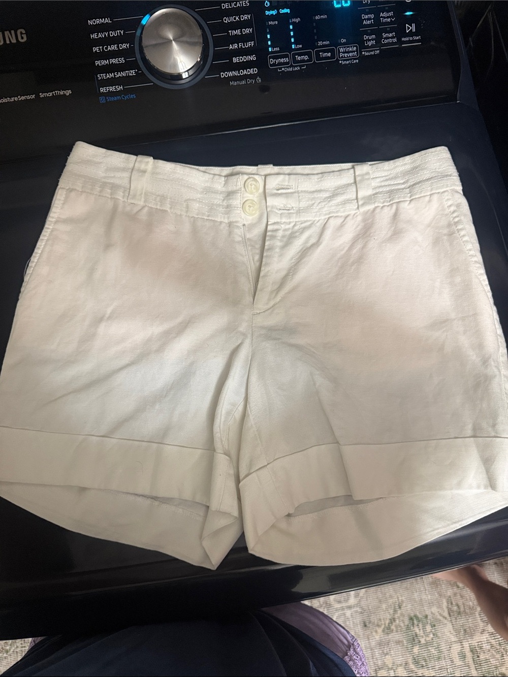 Banana Republic Cream High-Waist Linen-Blend Shorts